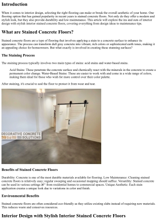Interior Design with Stylish Interior Stained Concrete Floors
