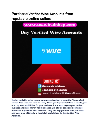 purchase verified wise accounts from reputable
