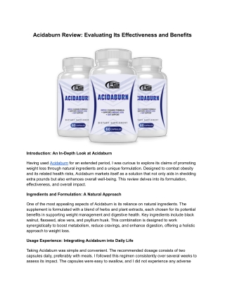 acidaburn review evaluating its effectiveness