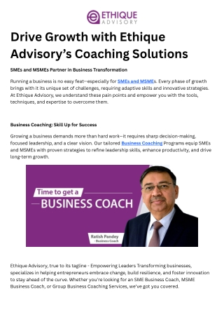 Business Growth with Ethique Advisory’s Coaching Solutions