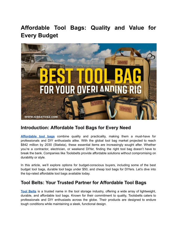 affordable tool bags quality and value for every