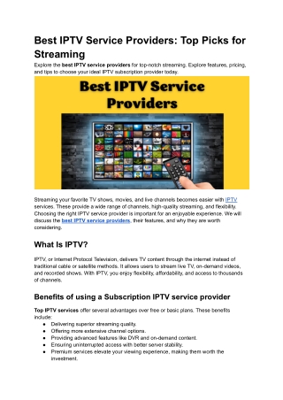 best iptv service providers top picks