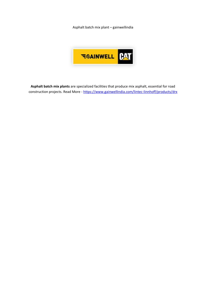 asphalt batch mix plant gainwellindia