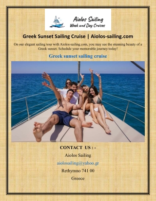 Greek Sunset Sailing Cruise Aiolos-sailing.com