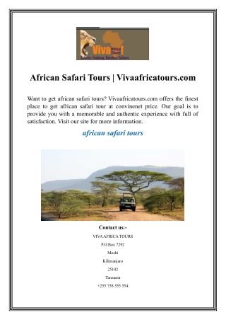 African Safari Tours  Vivaafricatours.com