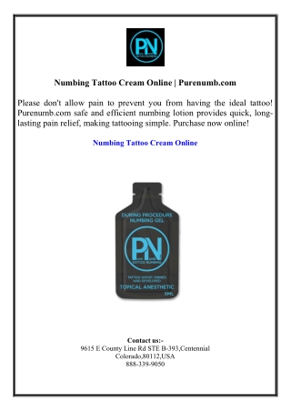 Numbing Tattoo Cream Online  Purenumb.com