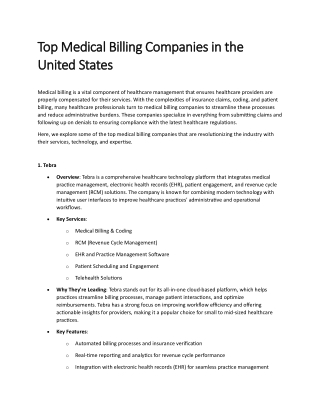 Top Medical Billing Companies in the United States