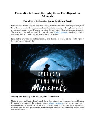 From Mine to Home: Everyday Items That Depend on Minerals