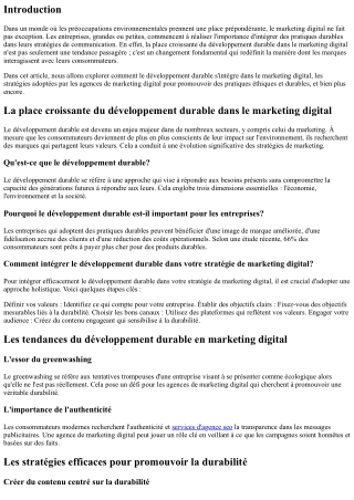 La place croissante du développement durable dans le marketing digital