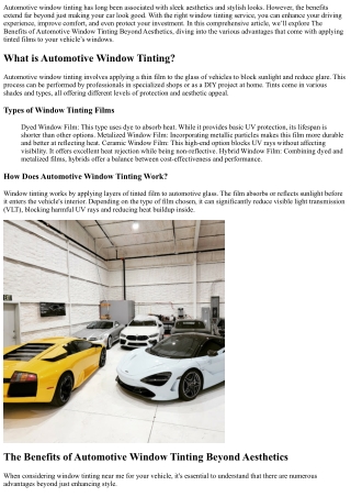 automotive window tinting has long been