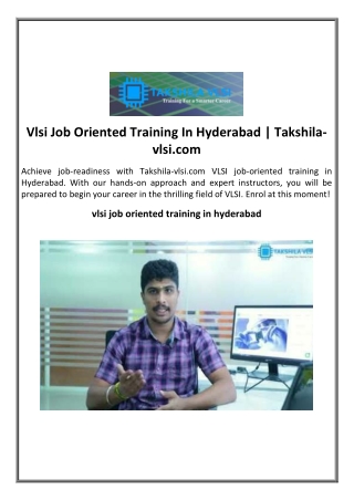 vlsi job oriented training in hyderabad takshila