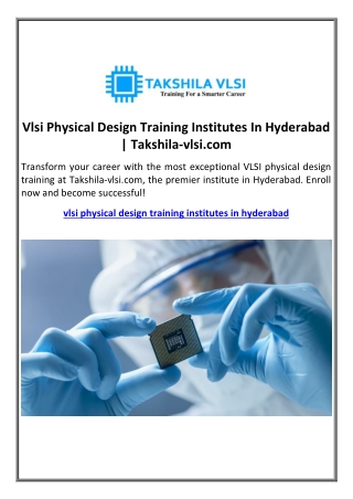 vlsi physical design training institutes