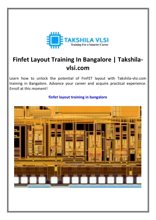 Finfet Layout Training In Bangalore | Takshila-vlsi.com