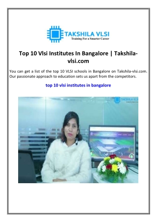 top 10 vlsi institutes in bangalore takshila vlsi