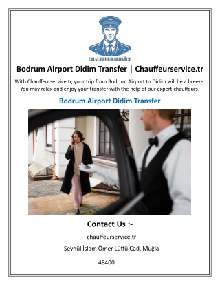 Bodrum Airport Didim Transfer  Chauffeurservice.tr