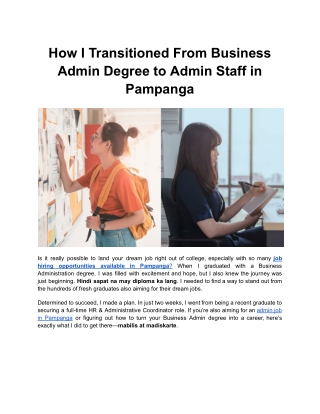 how i transitioned from business admin degree