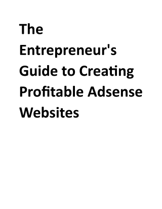 the entrepreneur s guide to creating profitable