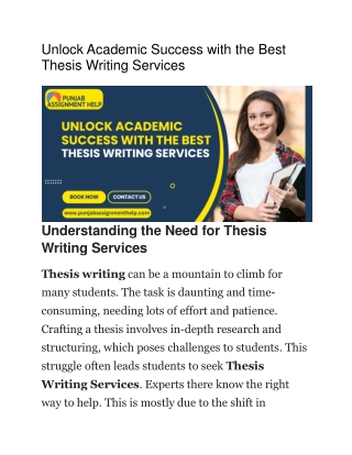 Unlock Academic Success with the Best Thesis Writing Services