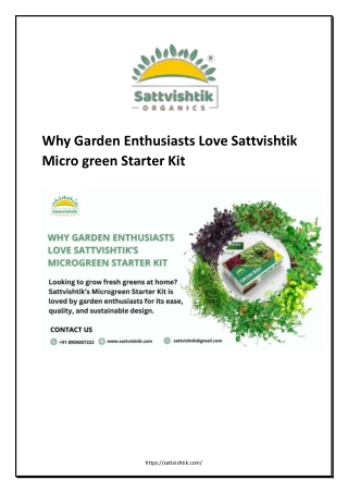 Why Garden Enthusiasts Love Sattvishtik Micro green Starter Kit