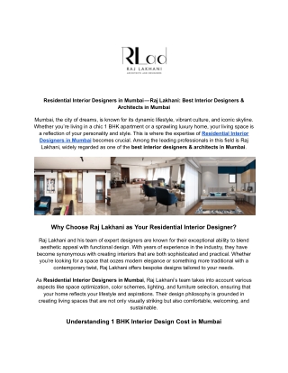 Residential Interior Designers in Mumbai — Raj Lakhani_ Best Interior Designers & Architects in Mumbai