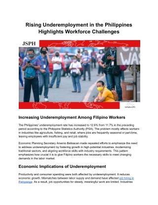 rising underemployment in the philippines