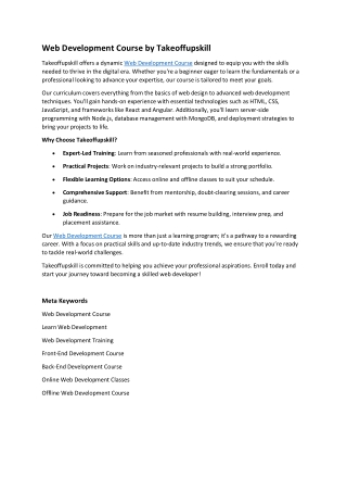 Web Development Course by Takeoffupskill