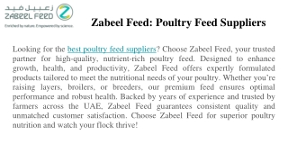 zabeel feed poultry feed suppliers