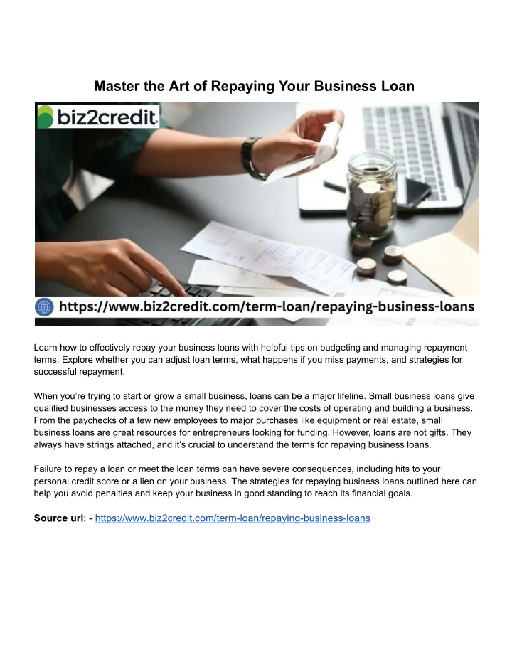 master the art of repaying your business loan