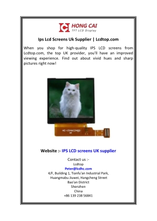 Ips Lcd Screens Uk Supplier  Lcdtop.com
