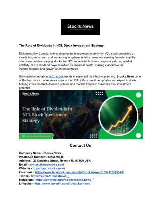 The Role of Dividends in NCL Stock Investment Strategy
