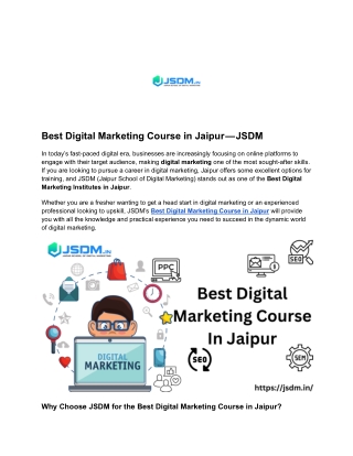 Best Digital Marketing Course in Jaipur — JSDM