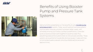 Benefits of Using Booster Pump and Pressure Tank Systems