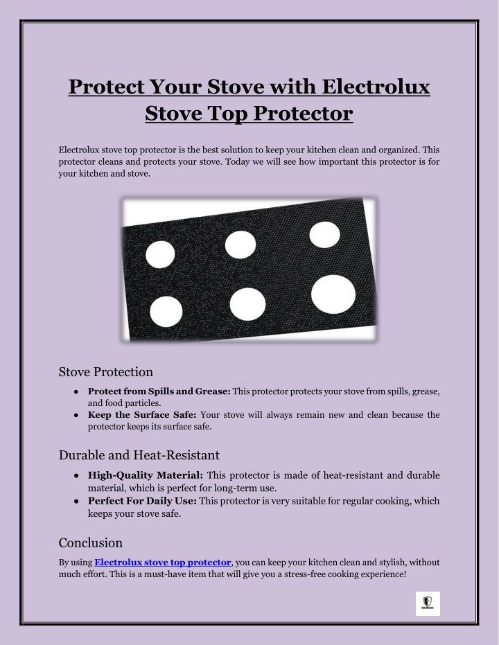 protect your stove with electrolux stove