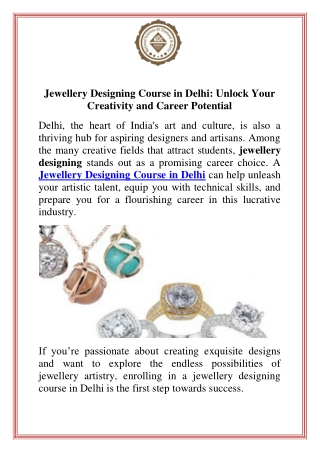 Jewellery Designing Course in Delhi Unlock Your Creativity and Career Potential