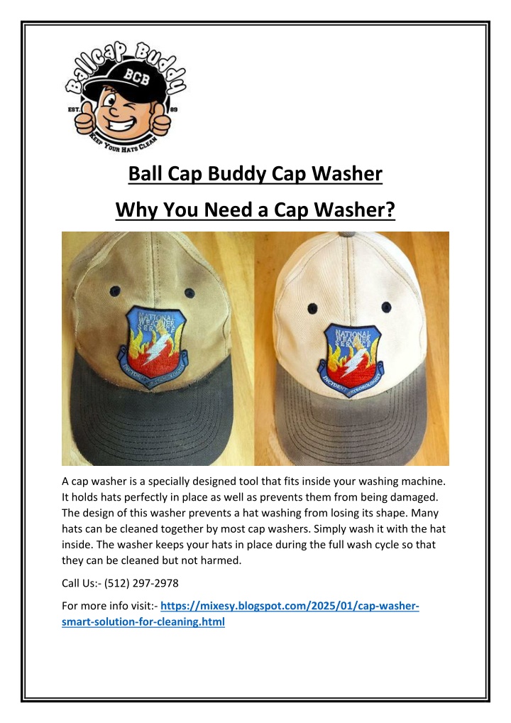 ball cap buddy cap washer