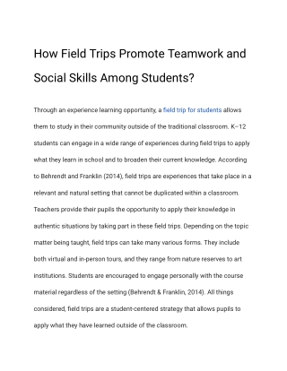 How Field Trips Promote Teamwork and Social Skills Among Students