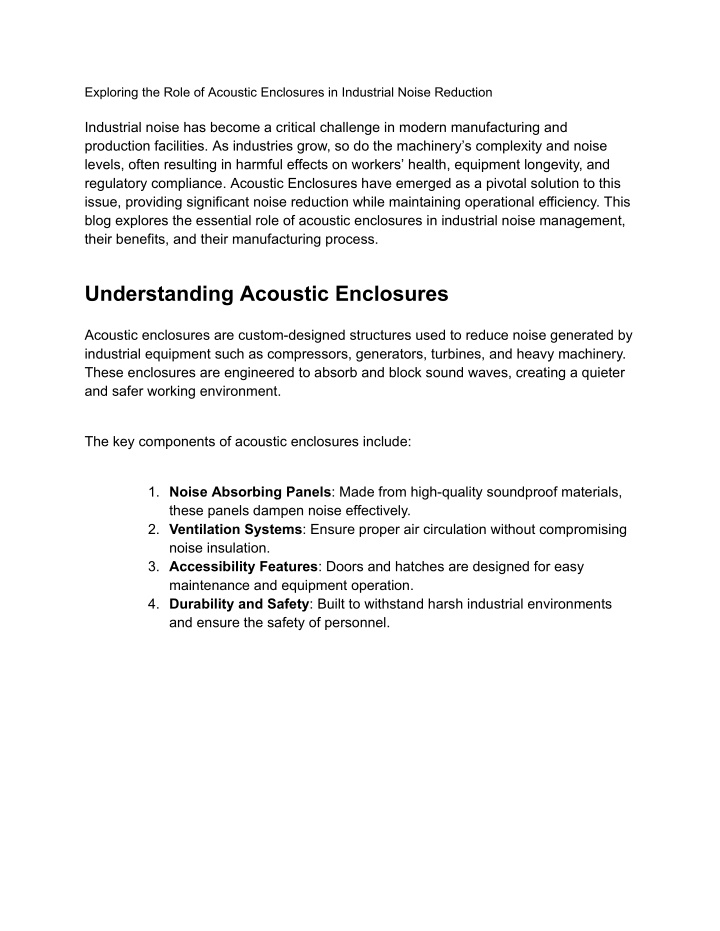 exploring the role of acoustic enclosures