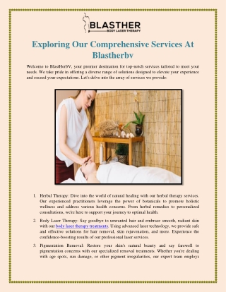 exploring our comprehensive services at blastherbv
