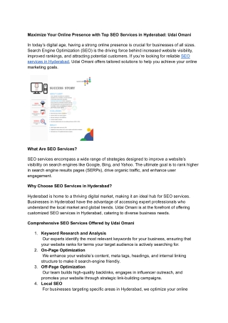 Maximize Your Online Presence with Top SEO Services in Hyderabad Udai Omani