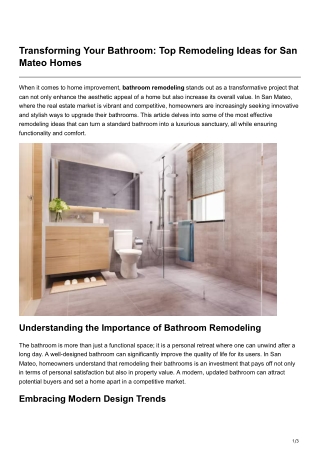 Transforming Your Bathroom Top Remodeling Ideas for San Mateo Homes-1
