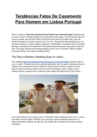 Tendências Fatos De Casamento Para Homem em Lisboa Portugal