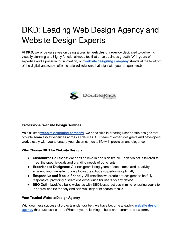 dkd leading web design agency and website design experts