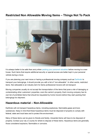 restricted non allowable moving items things