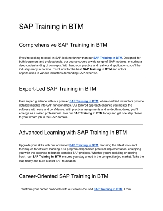 SAP Training in BTM