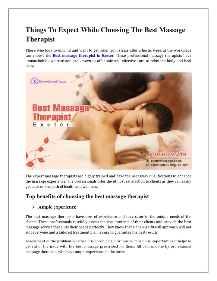 things to expect while choosing the best massage