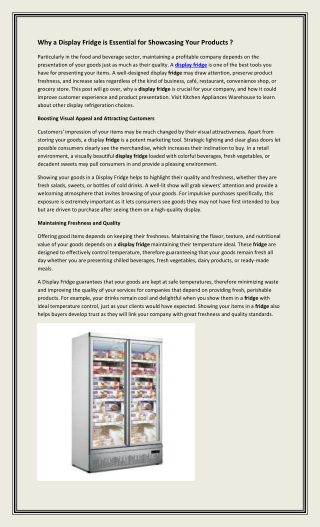 Why a Display Fridge is Essential for Showcasing Your Products