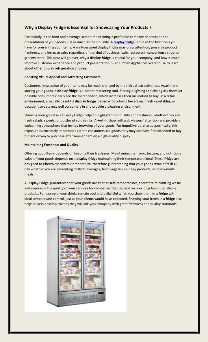 why a display fridge is essential for showcasing