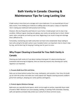 Bath Vanity Cleaning & Maintenance Tips for Canadians