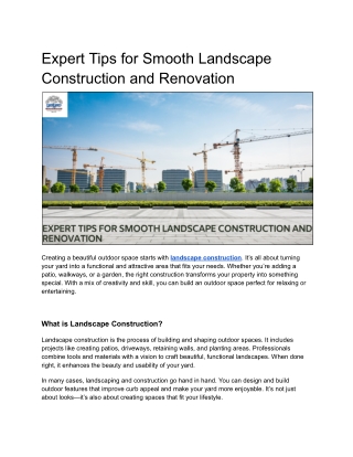 Expert Tips for Smooth Landscape Construction and Renovation