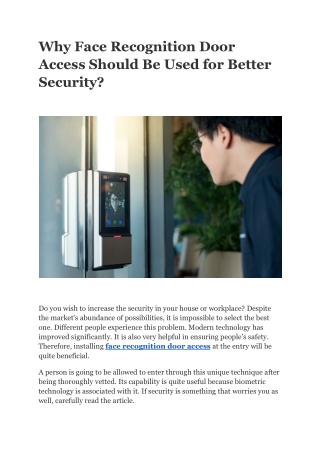 Why Face Recognition Door Access Should Be Used for Better Security?